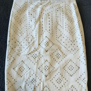 NWT Knee-length white studded skirt